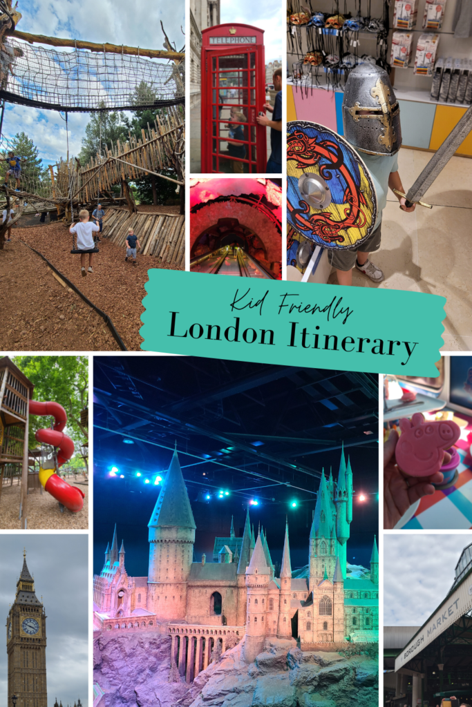 kid friendly london itinerary, swings, playground, big ben, harry potter, peppa pig