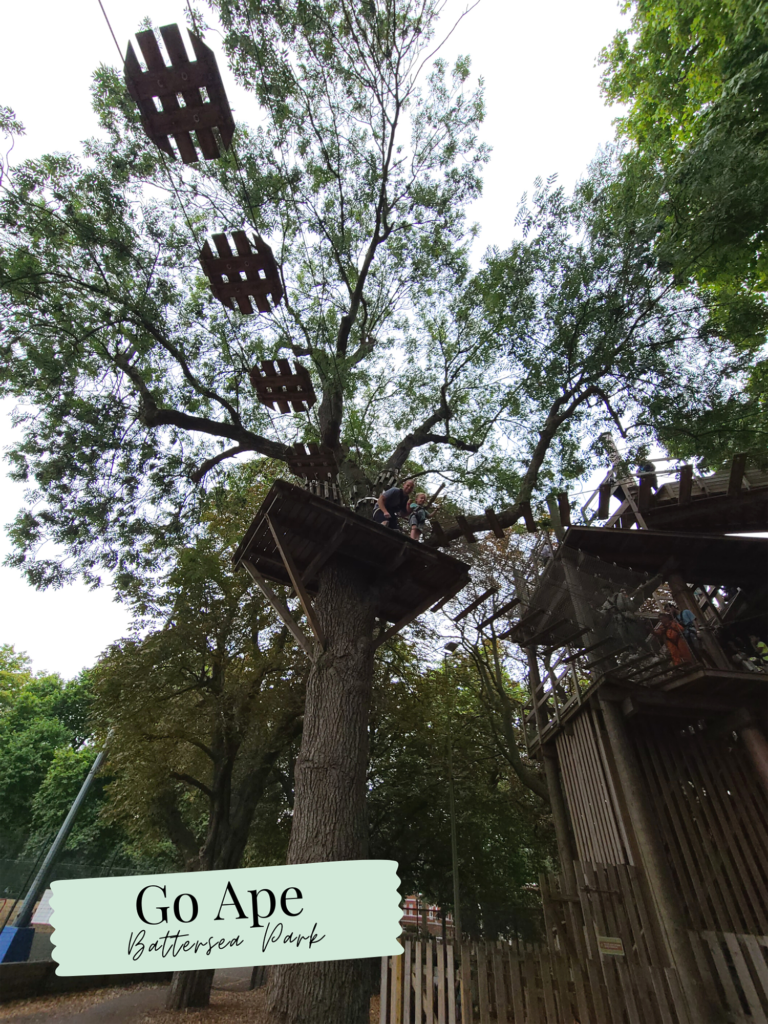 kid friendly ropes course in battersea park called go ape
